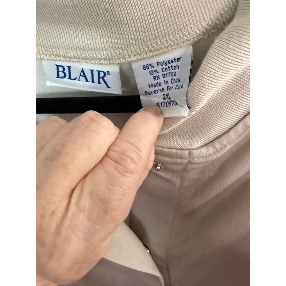 VTG Blair Fleece Sweatshirt Cardigan 2XL Tan Lighthouse Coastal Grandma Oversize - Picture 4 of 9